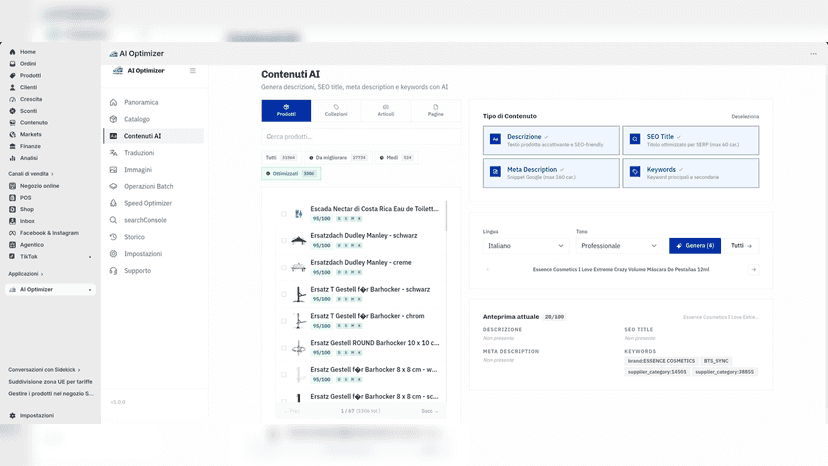 Metadata generation in the Ai Content section