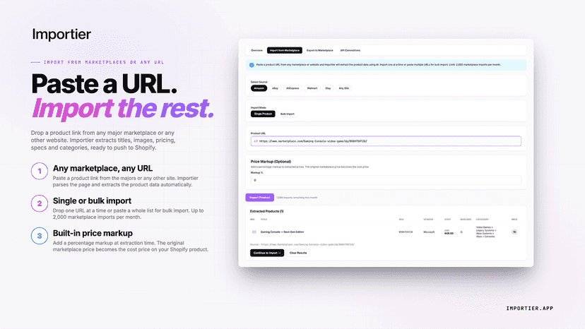 Marketplace import extracting product data from any website.