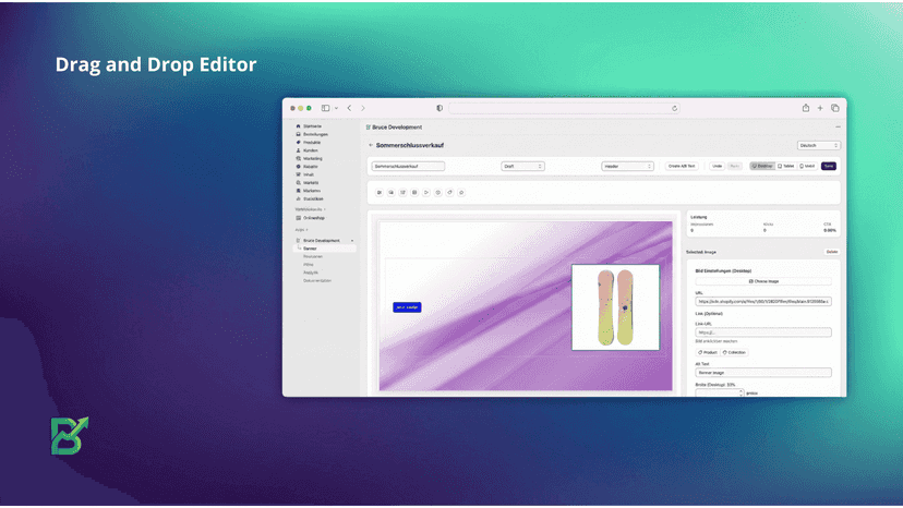 Visual drag-and-drop editor for pixel-perfect banner designs