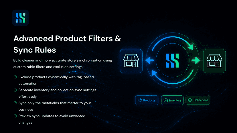 Advanced synchronization filters and multi-store sync rule