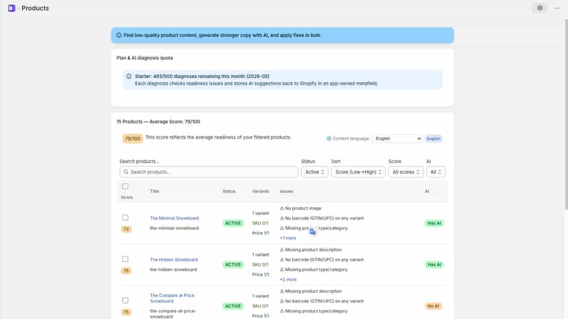 Find low-quality product content, generate stronger copy with Al
