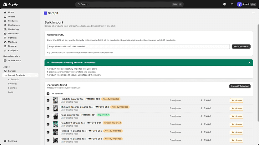 Paste a product URL to import products in bulk instantly.