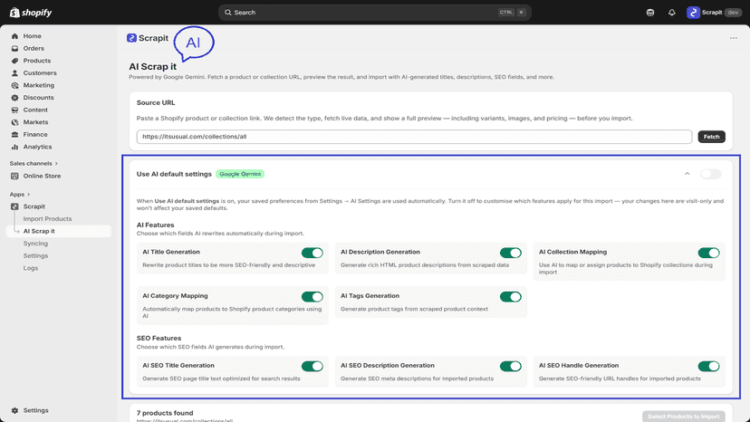 AI features: auto-generate titles, descriptions, and SEO.