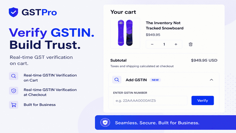 a brief description of GSTPro and cart drawer gstin input