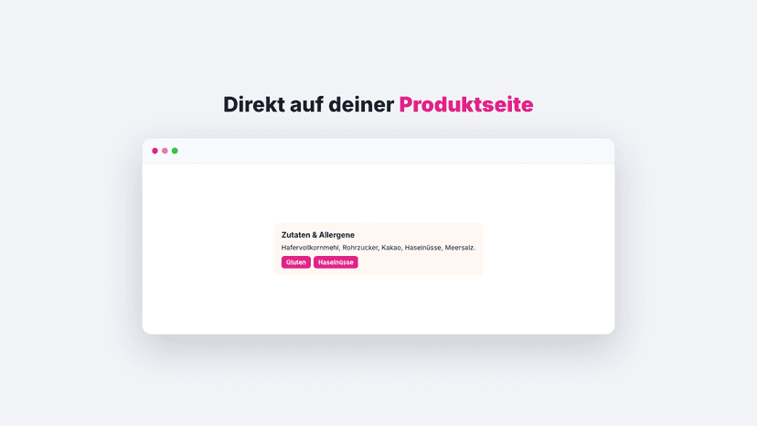 Zutatenliste direkt auf der Produktseite im Shop