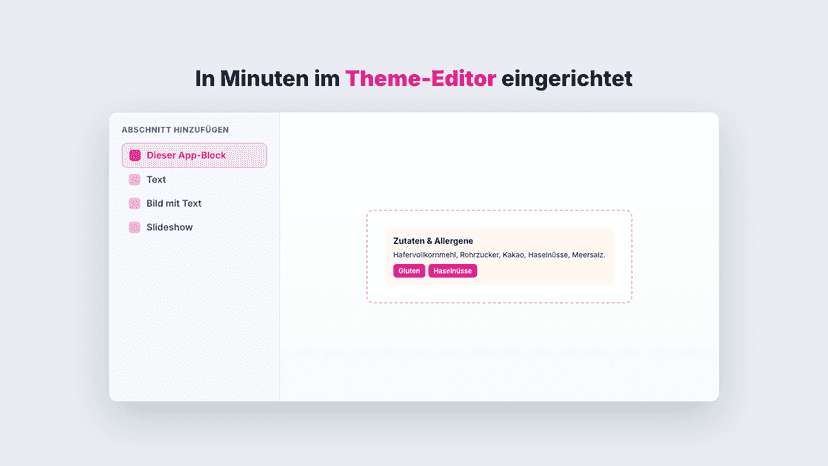 Zutaten und Allergene im Theme-Editor hinzufügen