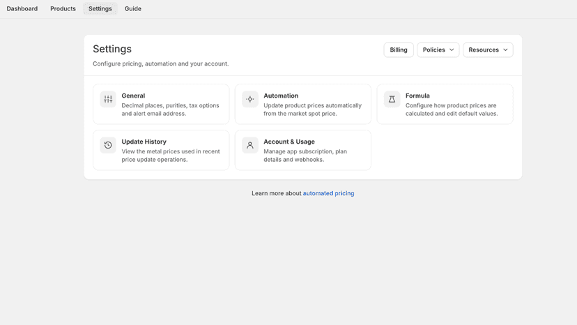 GoldSync: Settings