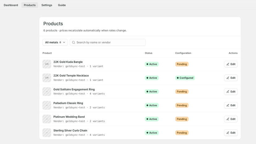 GoldSync: Products