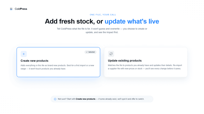 Create new products or update existing ones by SKU