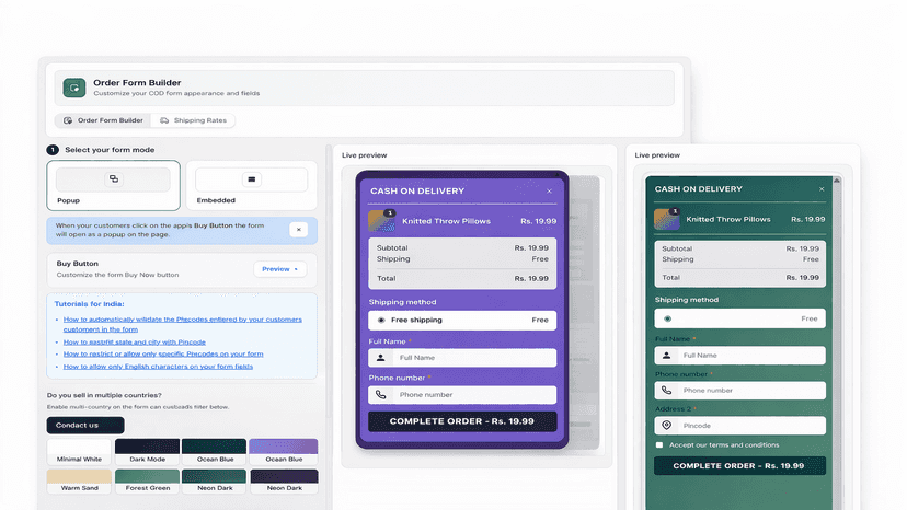 Order Form Builder with live preview - Minimal White template