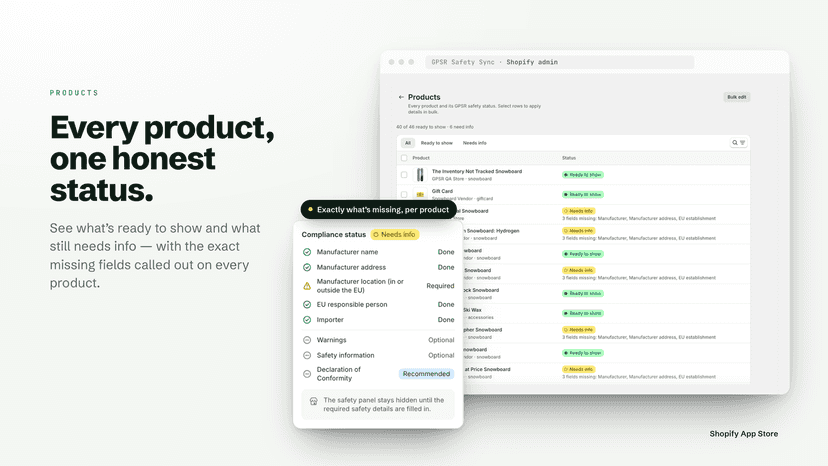See your product status at a glance