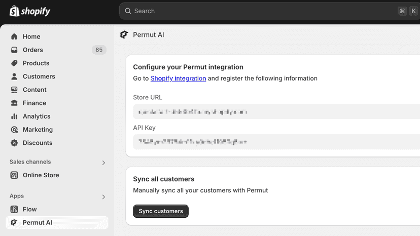 Shopify's side configuration