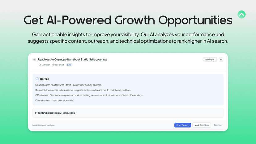 AI insights suggesting content and outreach to boost visibilit