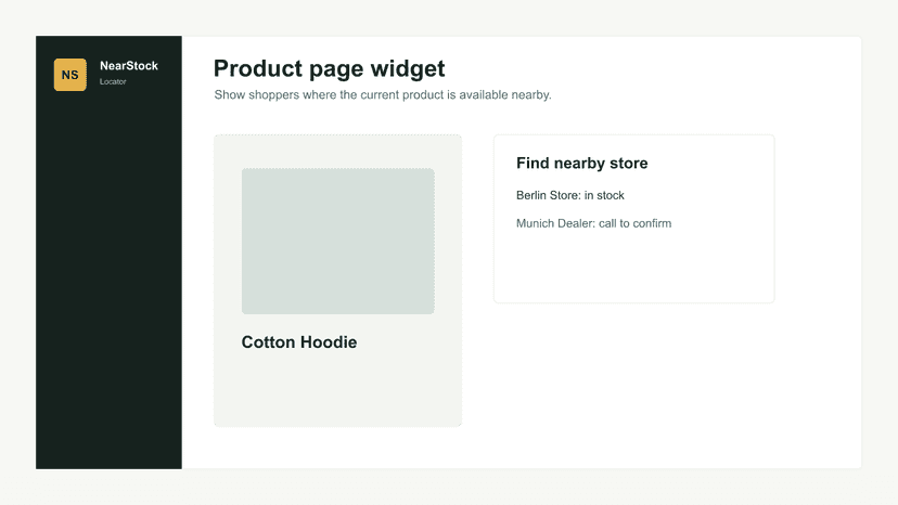 Product page widget for nearby availability