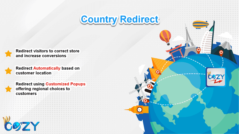 Redirection based on location auto redirect popup