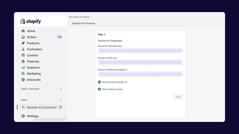 Session AI Connector page