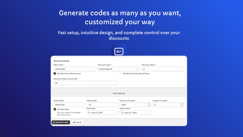 Simple and all-in-one code generator page
