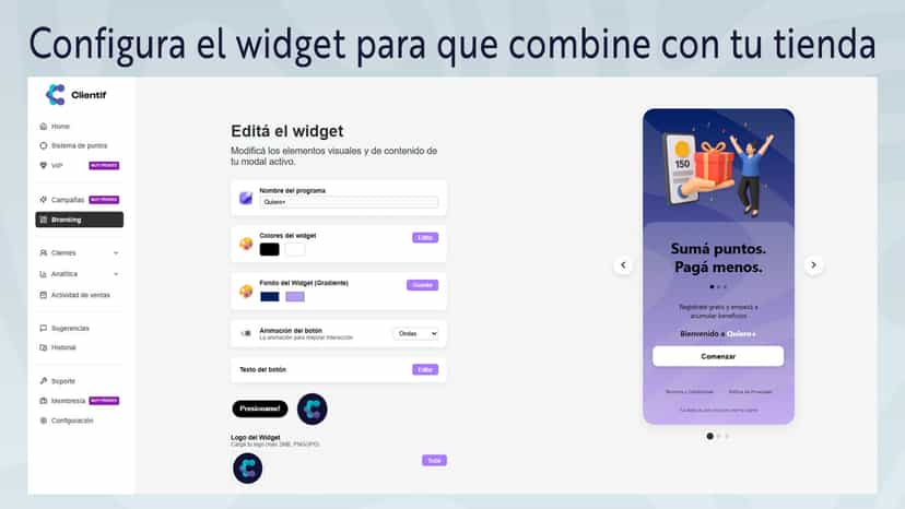 Configura el widget para que combine con tu tienda