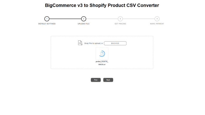 Upload BigCommerce product CSV