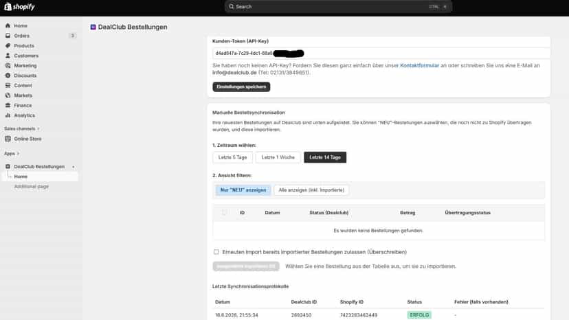 Manage DealClub order imports