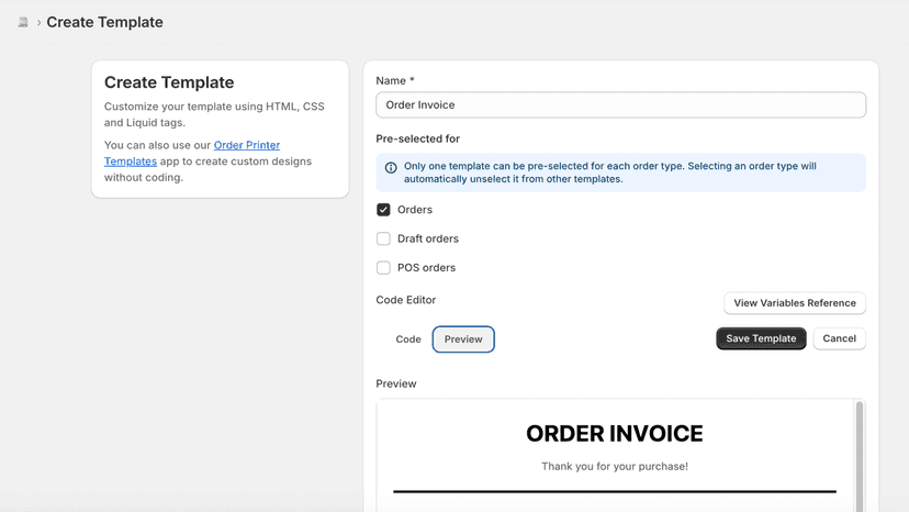 Templates preview