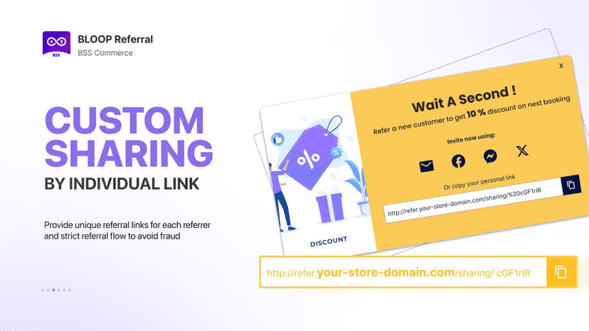 Custom sharing by individual link and strict referral flow