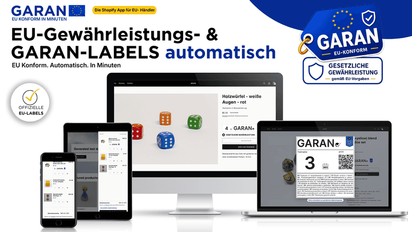 GARAN App mit automatischen EU-Gewährleistungslabels