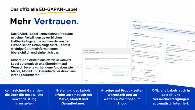 GARAN Label für Herstellergarantien in Shopify