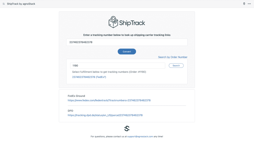 View tracking links for a fulfillment