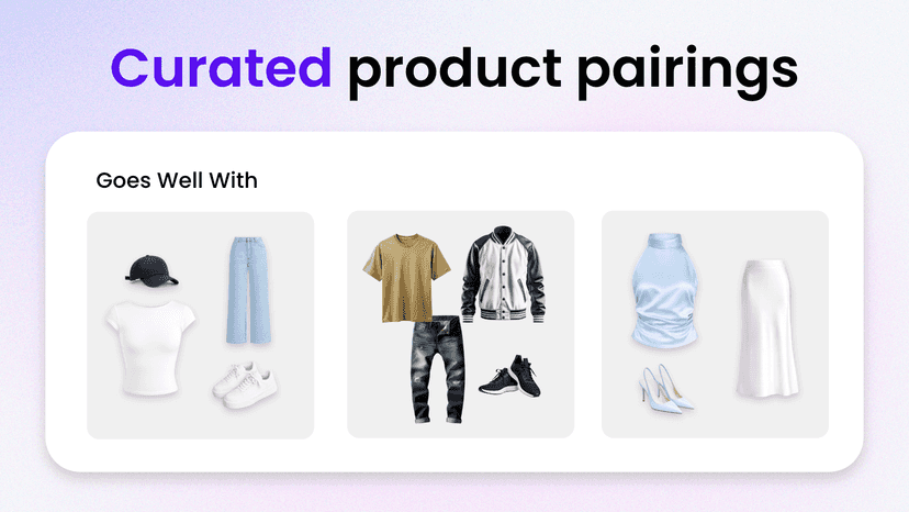 Preview of curated product pairing recommendation cards