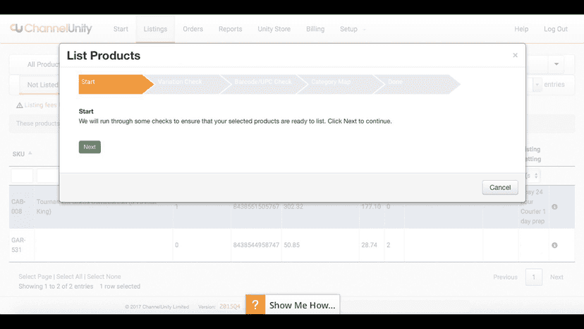Product integration upload process.