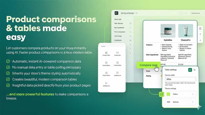 comparekit product comparisons shopify