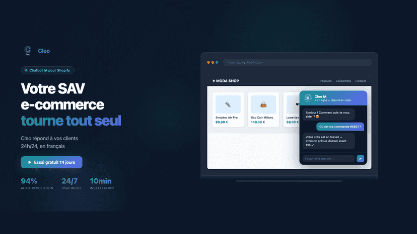 Cleo AI chatbot for Shopify e-commerce customer support