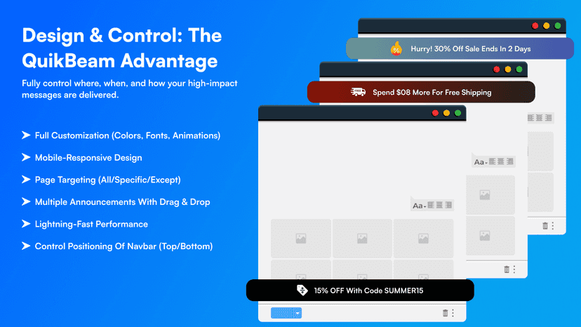 Features - QuikBeam Announcement Bar