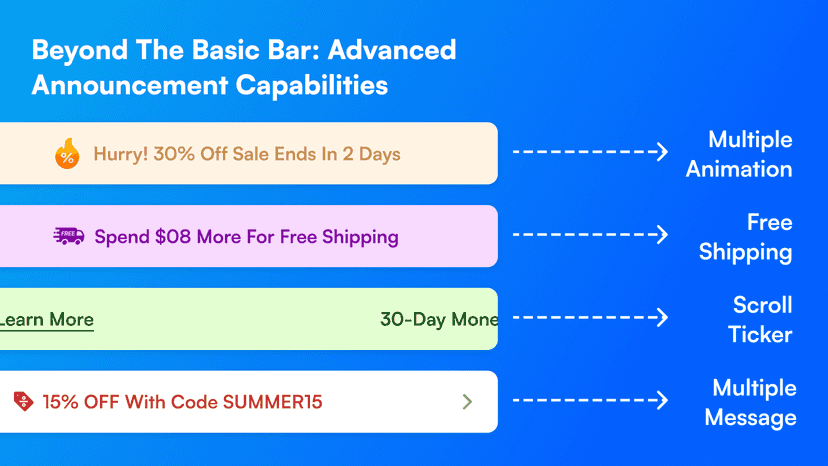 Multiple Options - QuikBeam Announcement Bar