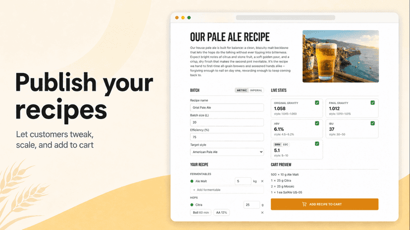 Publish your own recipes users can tweak and buy