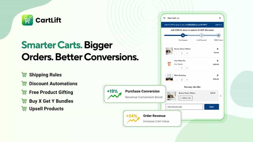 CartLift cart drawer with upsells, discounts & reward progress
