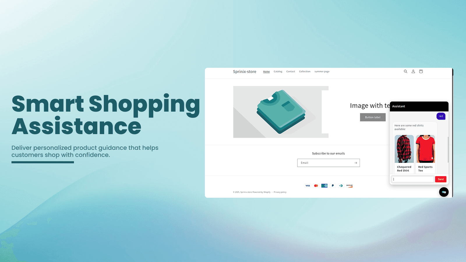 AI-powered search assistant showing product results.