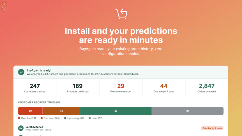 Install and your predictions are ready in minutes