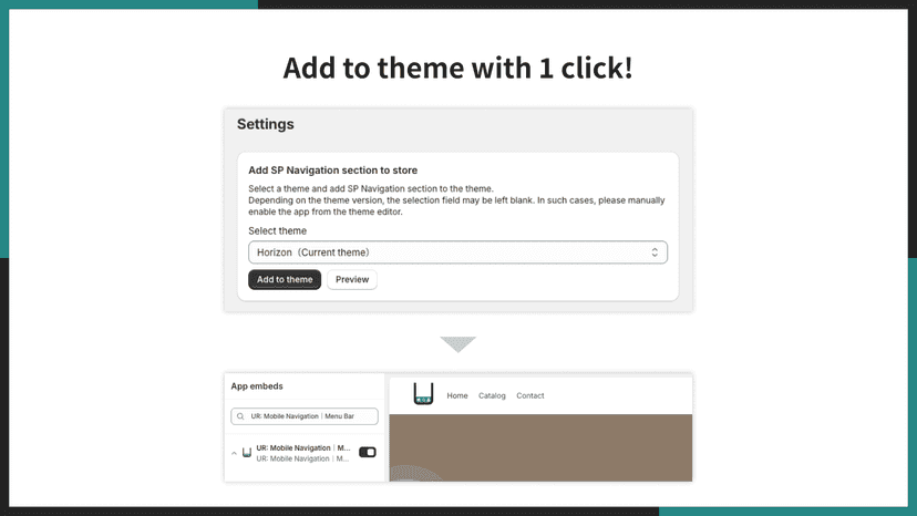 Add to theme with 1 click!