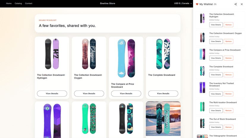 Wishlist Storefront Demo