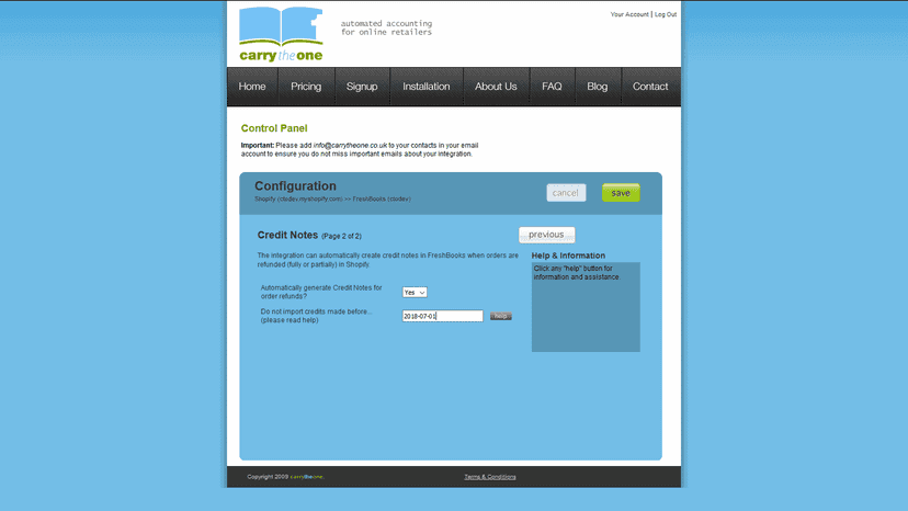 Credit Notes Configuration