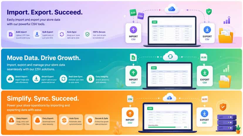 Dashboard for CSV import and export data management