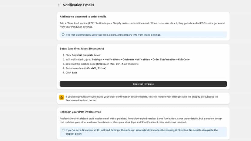 Pendulum Invoices - Custom branded Shopify Invoices