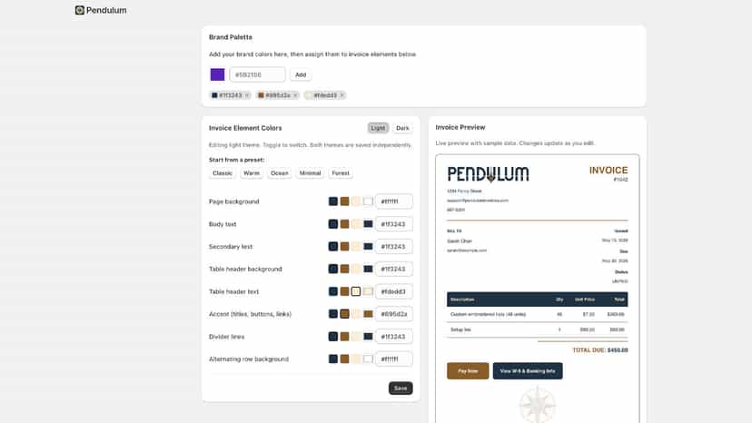 Pendulum Invoices - Custom branded Shopify Invoices