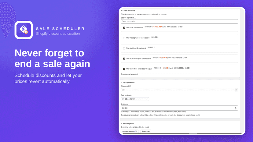 Schedule discounts and auto-revert prices on Shopify