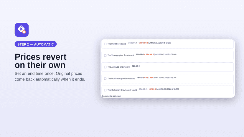 Scheduled sales revert to original prices automatically