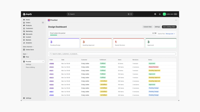 View your orders in list view