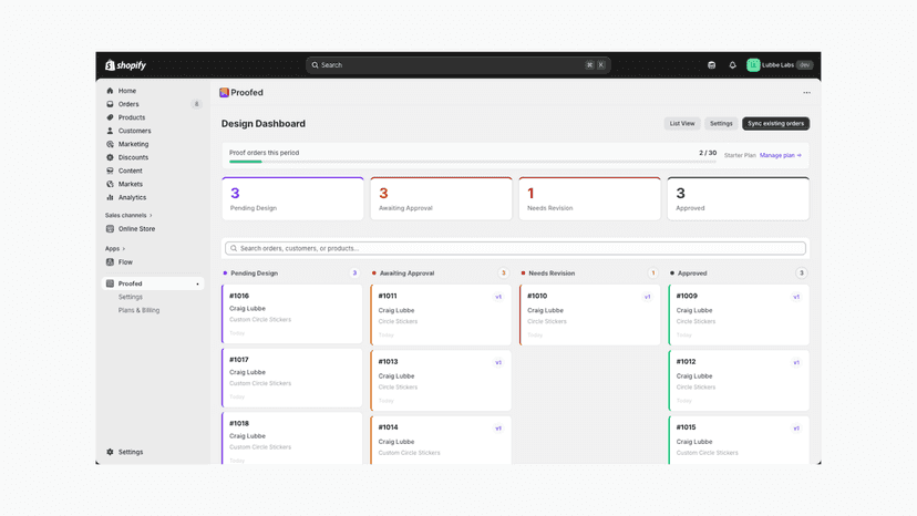 View your orders in column view