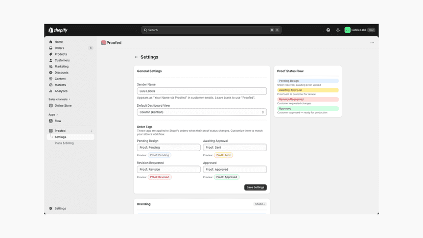Set custom order tags based on status